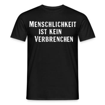 Statement Spruch Menschlichkeit kein Verbrechen - Männer T-Shirt - Schwarz - Vorne - AI Model Male 178 light (178cm)