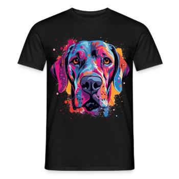 Great Dane Colorful Dog Splash Art - Men's T-Shirt - black - Front - AI Model Male 178 light (178cm)