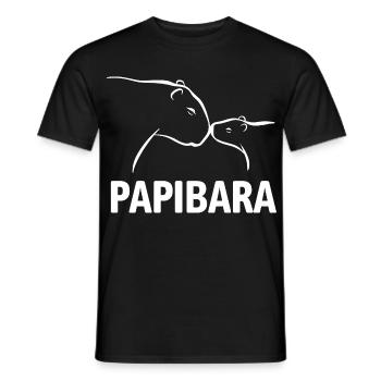 Papibara - Capybara Father and Child - Men's T-Shirt - black - Front - AI Model Male 178 light (178cm)