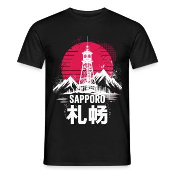 Sapporo Japan Skyline Shirt Travel Japan Gift - Men's T-Shirt - black - Front - AI Model Male 178 light (178cm)