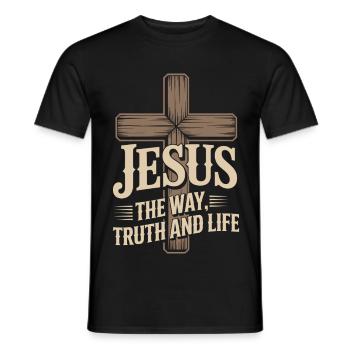 Jesus Der Weg, Wahrheit Und Leben - Männer T-Shirt - Schwarz - Vorne - AI Model Male 178 light (178cm)