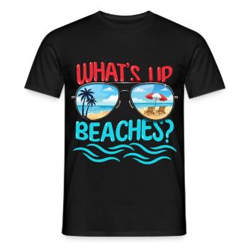 What's Up Beaches Familienurlaub Kreuzfahrt - Männer T-Shirt - Schwarz - Vorne - AI Model Male 178 light (178cm)