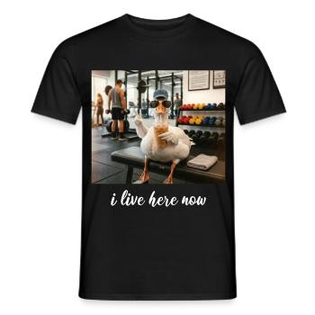 Ich wohne jetzt hier Goose Gym Workout - Männer T-Shirt - Schwarz - Vorne - AI Model Male 178 light (178cm)