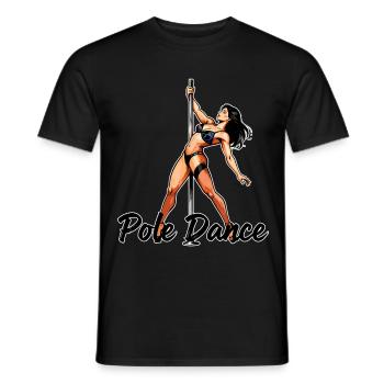 Pole Dance Silhouette – Elegant Pin-Up Art - Men's T-Shirt - black - Front - AI Model Male 178 light (178cm)