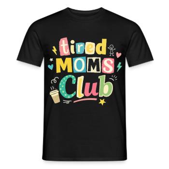 Club des mamans fatiguées - Humour des mamans cafétériques - T-shirt homme - noir - Devant - AI Model Male 178 light (178cm)
