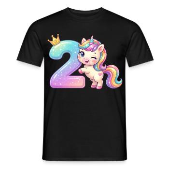 Ich bin 2 Kawaii Einhorn Mädchen Geburtstag - Männer T-Shirt - Schwarz - Vorne - AI Model Male 178 light (178cm)