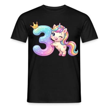 J’ai 3 ans de fille licorne Kawaii - T-shirt homme - noir - Devant - AI Model Male 178 light (178cm)
