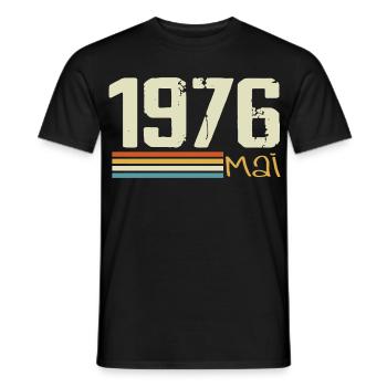 Mai 1976 - T-shirt homme - noir - Devant - AI Model Male 178 light (178cm)