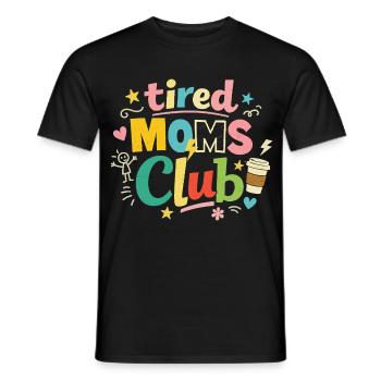 Club des mamans fatiguées - Humour des mamans cafétériques - T-shirt homme - noir - Devant - AI Model Male 178 light (178cm)