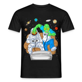 Alien Astronaut Gaming-Shirt - Männer T-Shirt - Schwarz - Vorne - AI Model Male 178 light (178cm)