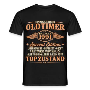 35. Geburtstag Oldtimer Baujahr 1991 Geschenk - Männer T-Shirt - Schwarz - Vorne - AI Model Male 178 light (178cm)