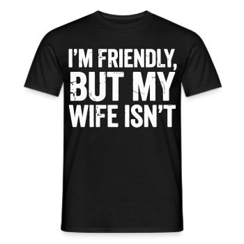 Je suis gentil, ma femme ne l’est pas – design drôle - T-shirt homme - noir - Devant - AI Model Male 178 light (178cm)