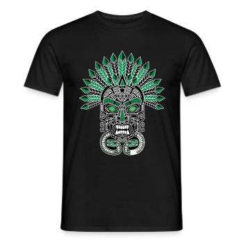 Mayan Inca Mask Emerald White Totem Green - Men's T-Shirt - black - Front - AI Model Male 178 light (178cm)