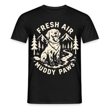 Fresh Air Muddy Paws Outdoor Dog Design - Men's T-Shirt - black - Front - AI Model Male 178 light (178cm)