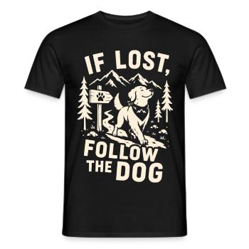 Wenn Sie sich verloren haben, folgen Sie dem Hunde-Wanderdesign. - Männer T-Shirt - Schwarz - Vorne - AI Model Male 178 light (178cm)