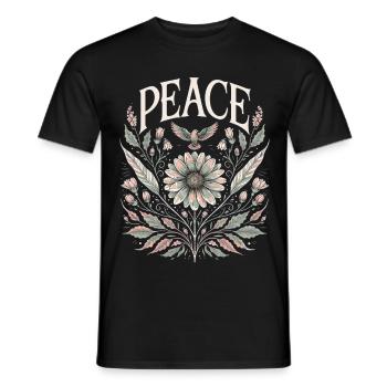 Peace Vintage Blumen Design Pastell - Männer T-Shirt - Schwarz - Vorne - AI Model Male 178 light (178cm)