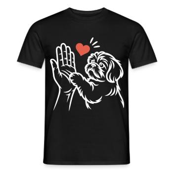 Cute Dog High Five Shirt Dog Owner Gift - Men's T-Shirt - black - Front - AI Model Male 178 light (178cm)