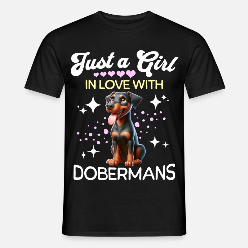 Dobermann Mädchen - Männer T-Shirt - Schwarz