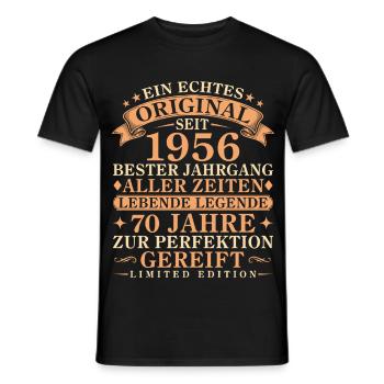 Echtes Original seit 1956 – 70. Geburtstag - Männer T-Shirt - Schwarz - Vorne - AI Model Male 178 light (178cm)