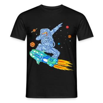 T-shirt spatial Astronaute en hoverboard - T-shirt homme - noir - Devant - AI Model Male 178 light (178cm)