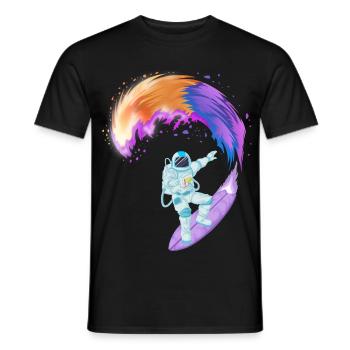 Astronauten-Surf-Raum-Shirt - Männer T-Shirt - Schwarz - Vorne - AI Model Male 178 light (178cm)