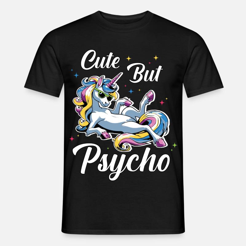 Niedliches Psycho Einhorn - Männer T-Shirt - Schwarz