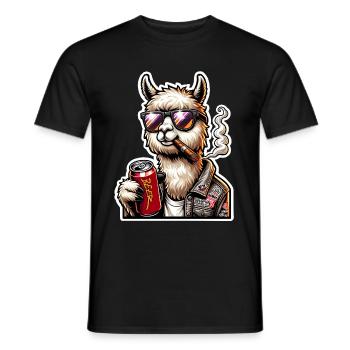 Alpaka Party Bier  - Männer T-Shirt - Schwarz - Vorne - AI Model Male 178 light (178cm)