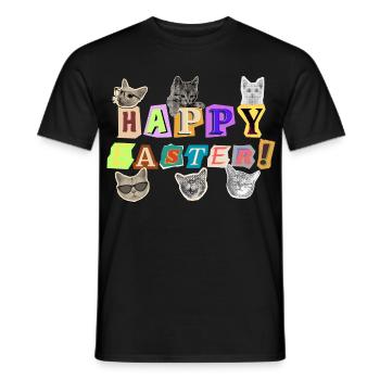 Joyeux chats de Pâques - T-shirt homme - noir - Devant - AI Model Male 178 light (178cm)