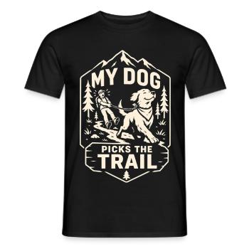 My Dog Picks The Trail Hiking Design - Men's T-Shirt - black - Front - AI Model Male 178 light (178cm)