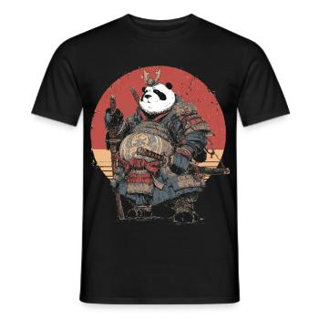 Panda-Samurai in robuster Rüstung - Männer T-Shirt - Schwarz - Vorne - AI Model Male 178 light (178cm)