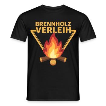 Brennholz Verleih Logo Flamme Sarkasmus - Männer T-Shirt - Schwarz - Vorne - AI Model Male 178 light (178cm)