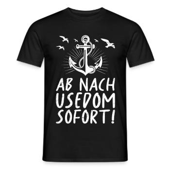 Urlaub auf Usedom AB NACH USEDOM SOFORT! Lustig - Männer T-Shirt - Schwarz - Vorne - AI Model Male 178 light (178cm)