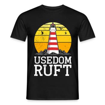 Insel USEDOM RUFT Ostsee Usedom Urlaub Lustig - Männer T-Shirt - Schwarz - Vorne - AI Model Male 178 light (178cm)