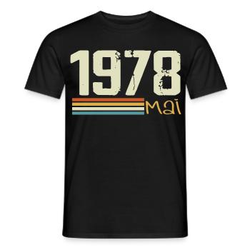 Mai 1978 - T-shirt homme - noir - Devant - AI Model Male 178 light (178cm)