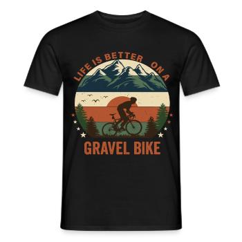 La vie est meilleure, gravel bike nature - T-shirt homme - noir - Devant - AI Model Male 178 light (178cm)
