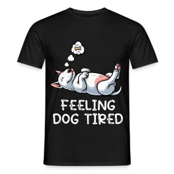 Feeling Dog Tired Miniatur Bullterrier Bully  - Männer T-Shirt - Schwarz - Vorne - AI Model Male 178 light (178cm)