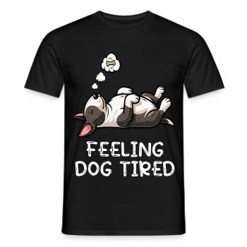 Feeling Dog Tired Miniatur Bullterrier Bully  - Männer T-Shirt - Schwarz - Vorne - AI Model Male 178 light (178cm)