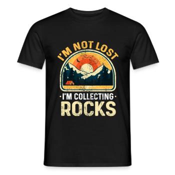 I Am Not Lost Funny Collecting Rocks - Men's T-Shirt - black - Front - AI Model Male 178 light (178cm)