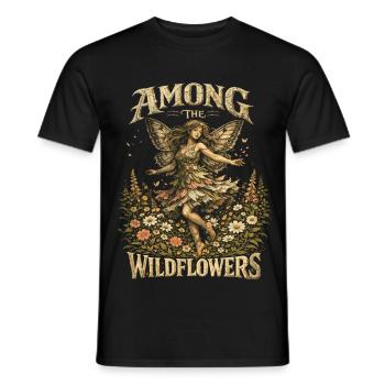 Fairycore Fairy Gothic Among The Wildflowers - Men's T-Shirt - black - Front - AI Model Male 178 light (178cm)