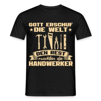 Gott erschuf die Welt den Rest die Handwerker - Männer T-Shirt - Schwarz - Vorne - AI Model Male 178 light (178cm)