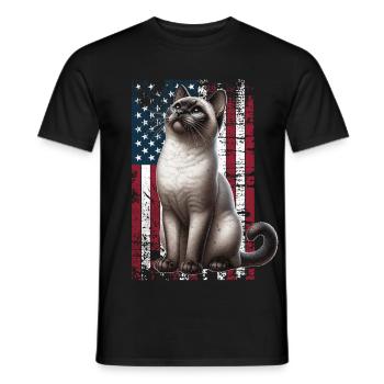 Siamese Cat US Siamkatze - Männer T-Shirt - Schwarz - Vorne - AI Model Male 178 light (178cm)