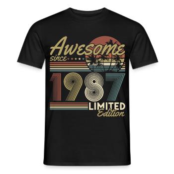 Cadeau rétro vintage d’anniversaire 1987 - T-shirt homme - noir - Devant - AI Model Male 178 light (178cm)
