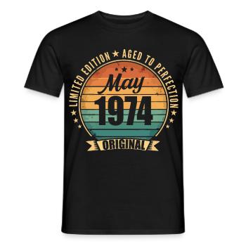 Legend of May 1974 Limitierte Ausgabe - Männer T-Shirt - Schwarz - Vorne - AI Model Male 178 light (178cm)