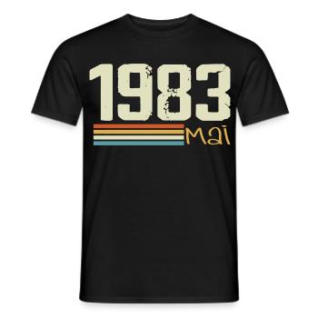 Mai 1983 - Männer T-Shirt - Schwarz - Vorne - AI Model Male 178 light (178cm)