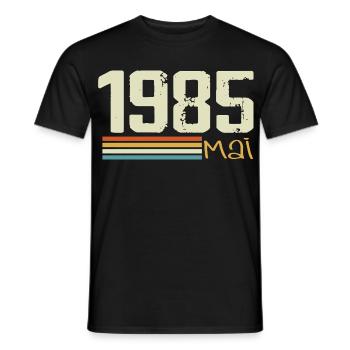 Mai 1985 - T-shirt homme - noir - Devant - AI Model Male 178 light (178cm)