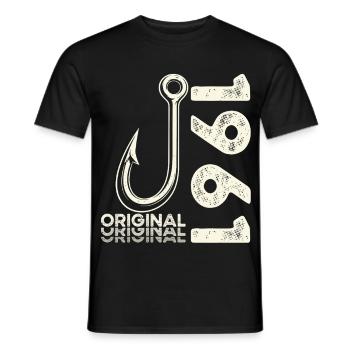 65th Birthday Gift Angler Fishing Man 1961 - Men's T-Shirt - black - Front - AI Model Male 178 light (178cm)
