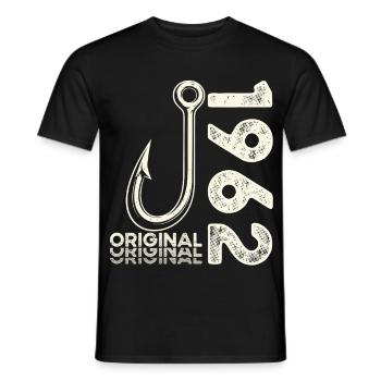 64th Birthday Gift Angler Fishing Man 1962 - Men's T-Shirt - black - Front - AI Model Male 178 light (178cm)