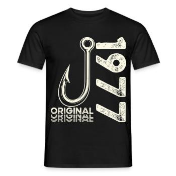 49th Birthday Gift Angler Fishing Man 1977 - Men's T-Shirt - black - Front - AI Model Male 178 light (178cm)