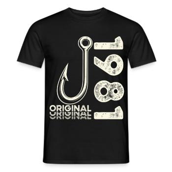 45th Birthday Gift Angler Fishing Man 1981 - Men's T-Shirt - black - Front - AI Model Male 178 light (178cm)