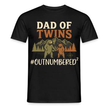 Dad of Twins Outnumbered Papa Zwillinge - Men's T-Shirt - black - Front - AI Model Male 178 light (178cm)